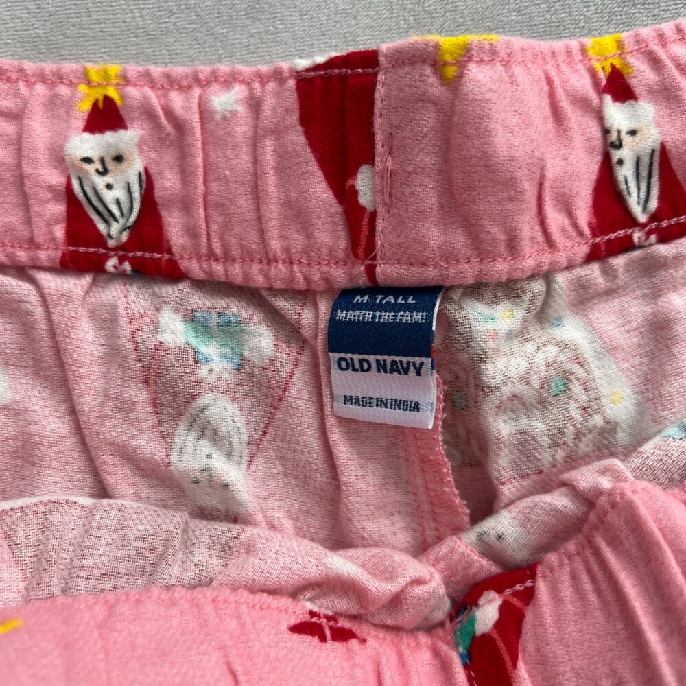 Old Navy Pink Gingerbread and Santa Christmas Pajama Flannel Shorts - Picture 3 of 3